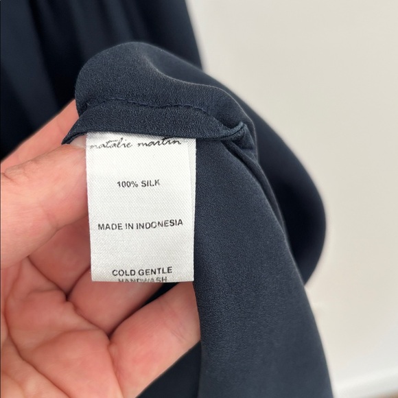 Natalie Martin Hayley Peasant Style Navy Blue Maxi Dress rear Tie Closure - Picture 11 of 16